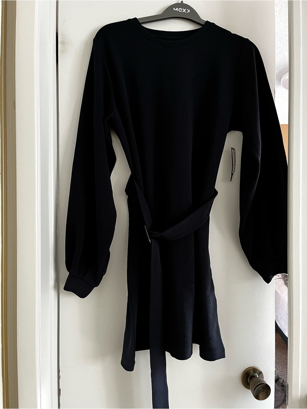 Simons Navy Long Sleeve Belted Dress